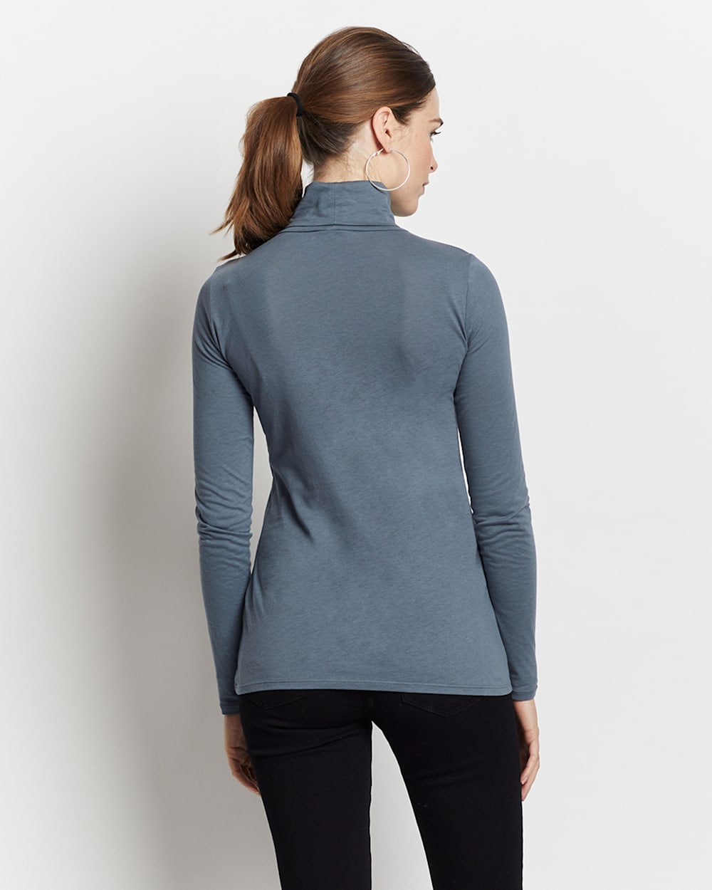 ALTERNATE VIEW OF LONG-SLEEVE TURTLENECK JERSEY TEE IN STORMY BLUE image number 3