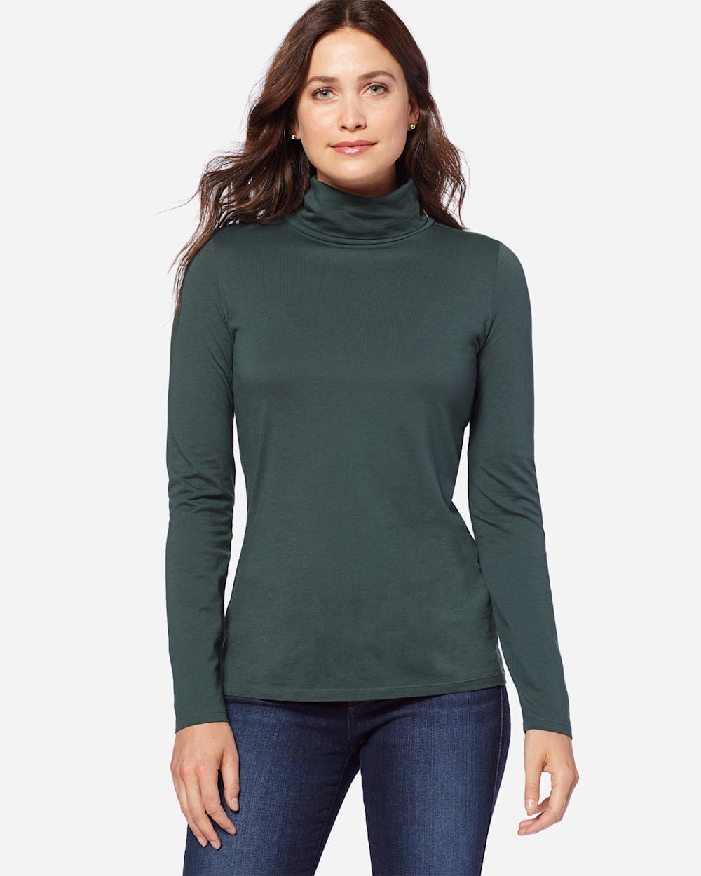 LONG-SLEEVE TURTLENECK JERSEY TEE IN DARK SPRUCE image number 1