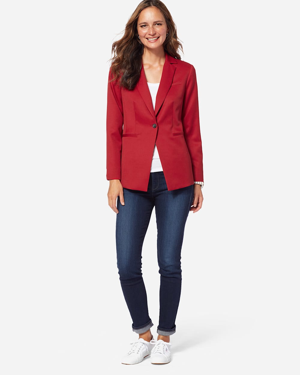 ADDITIONAL VIEW OF WOMEN'S SEASONLESS WOOL BLAZER IN RED ROCK image number 2