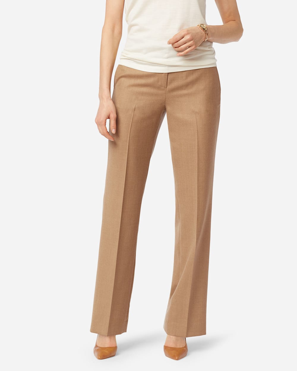 SHELBY AIRLOOM WOOL FLANNEL PANTS IN CAMEL MIX image number 1