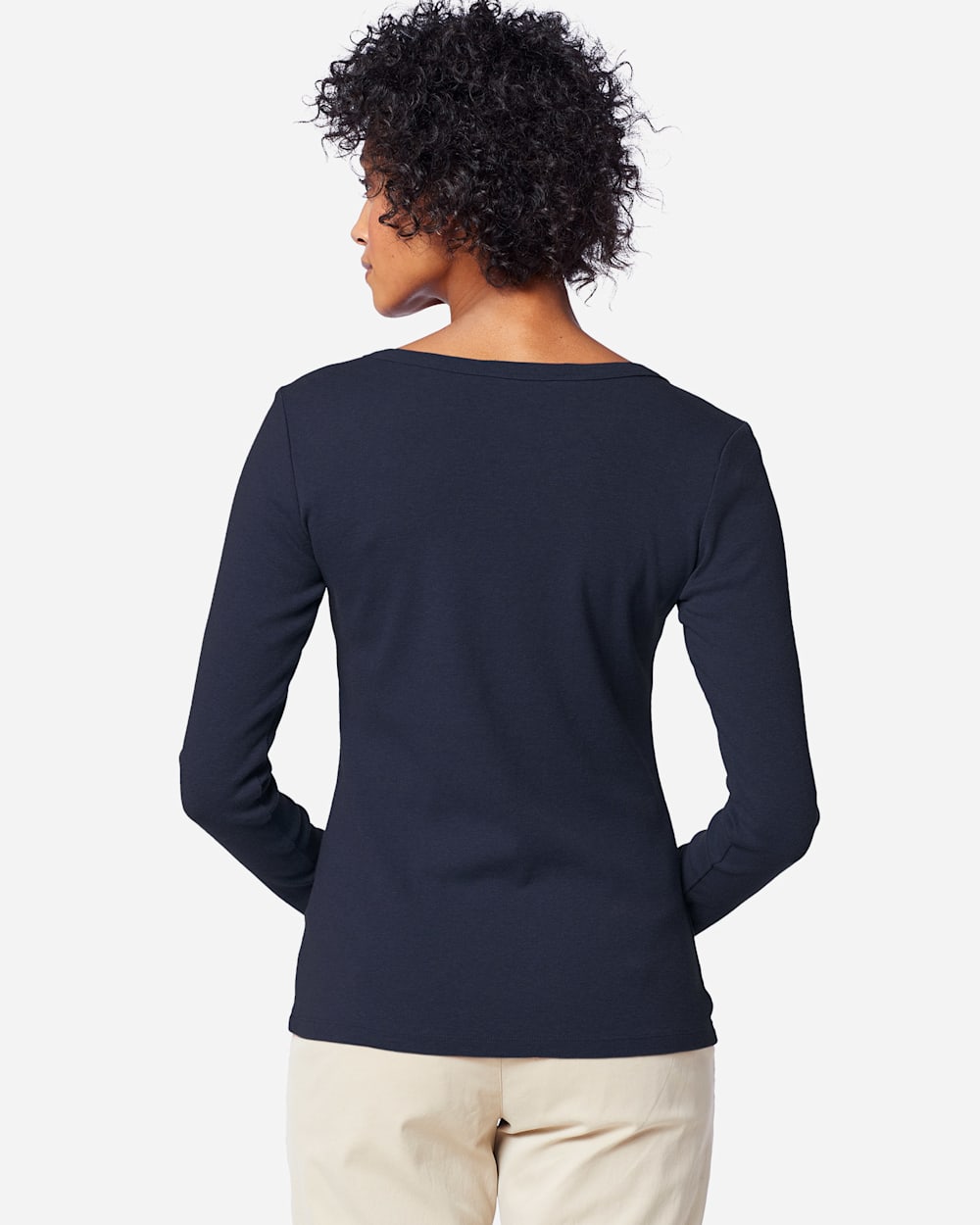 WOMEN'S LONG-SLEEVE COTTON RIBBED TEE image number 2