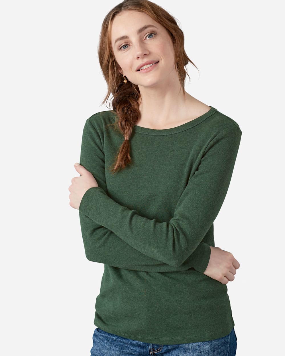 WOMEN'S LONG-SLEEVE COTTON RIBBED TEE image number 1