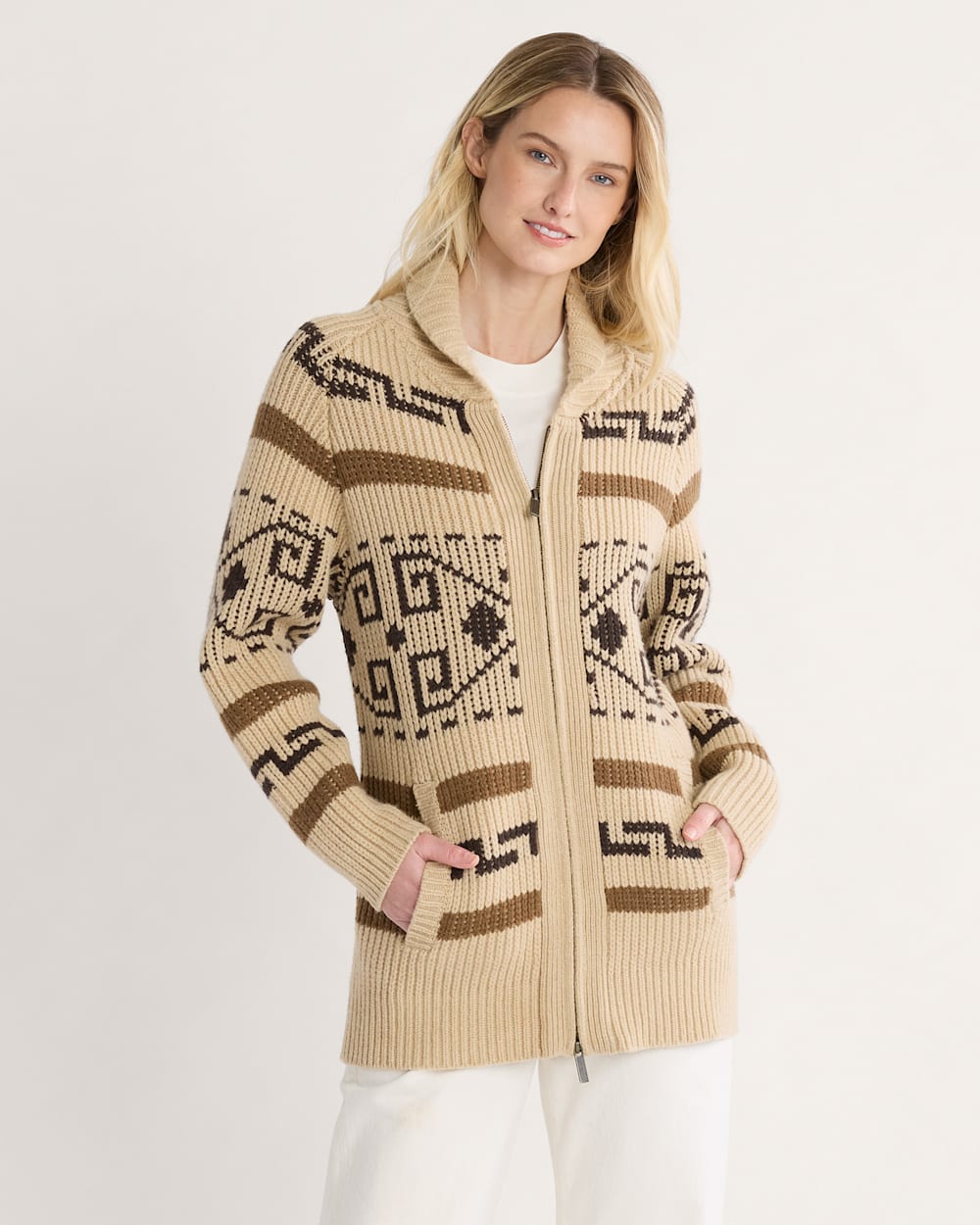 WOMEN'S WESTERLEY CARDIGAN IN TAN/BROWN image number 1