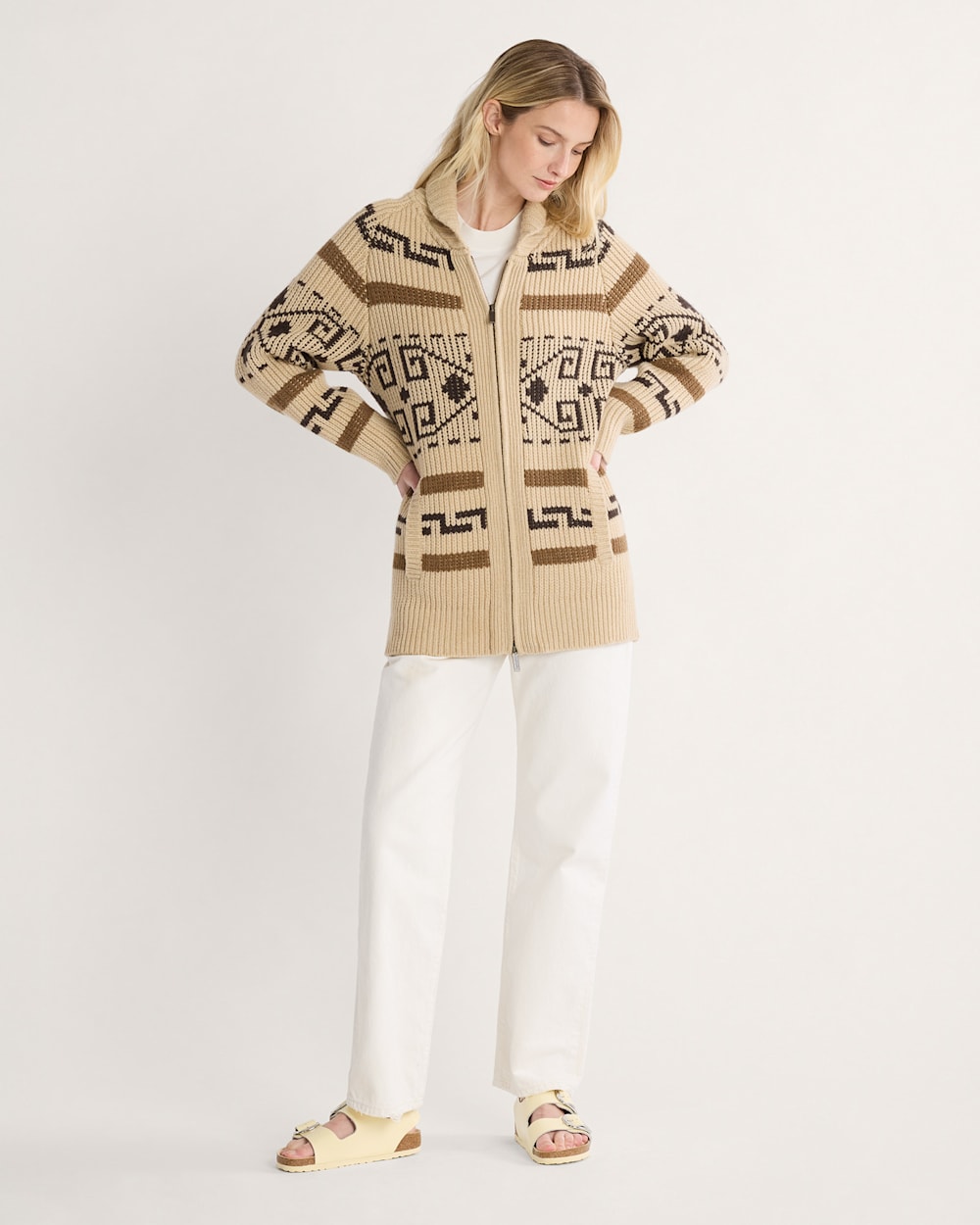 ALTERNATE VIEW OF WOMEN'S WESTERLEY CARDIGAN IN TAN/BROWN image number 4