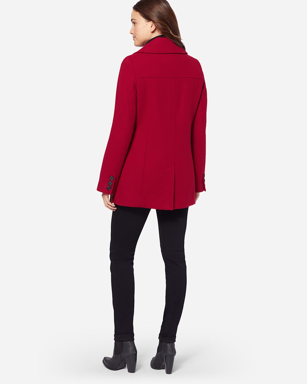 ADDITIONAL VIEW OF WOMEN'S WOOL PEA COAT IN RED image number 3