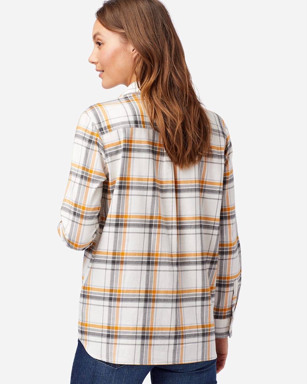 ALTERNATE VIEW OF WOMEN'S FAVORITE FLANNEL SHIRT IN IVORY/GOLD image number 3