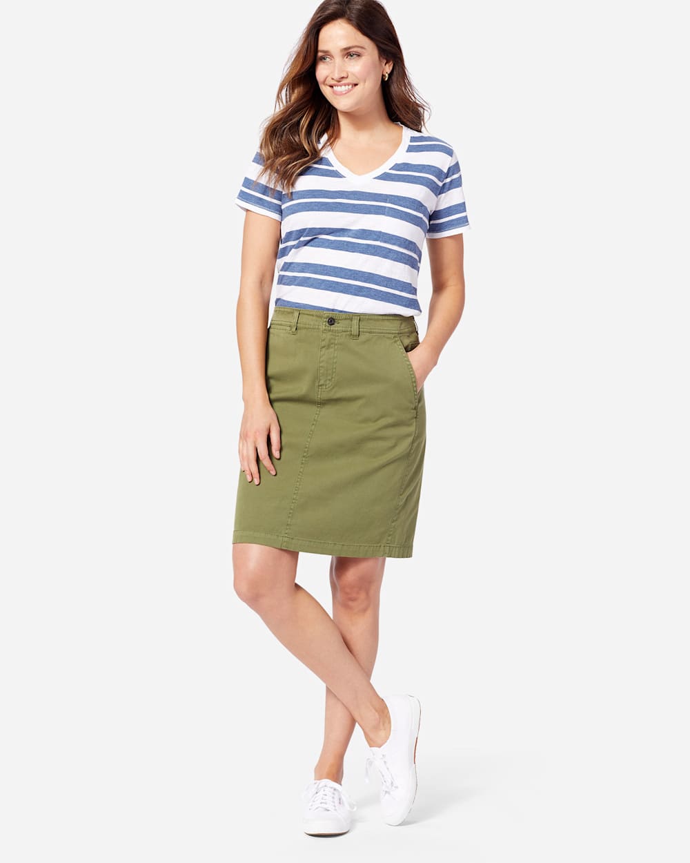 CHINO TWILL SKIRT IN OLIVE image number 1