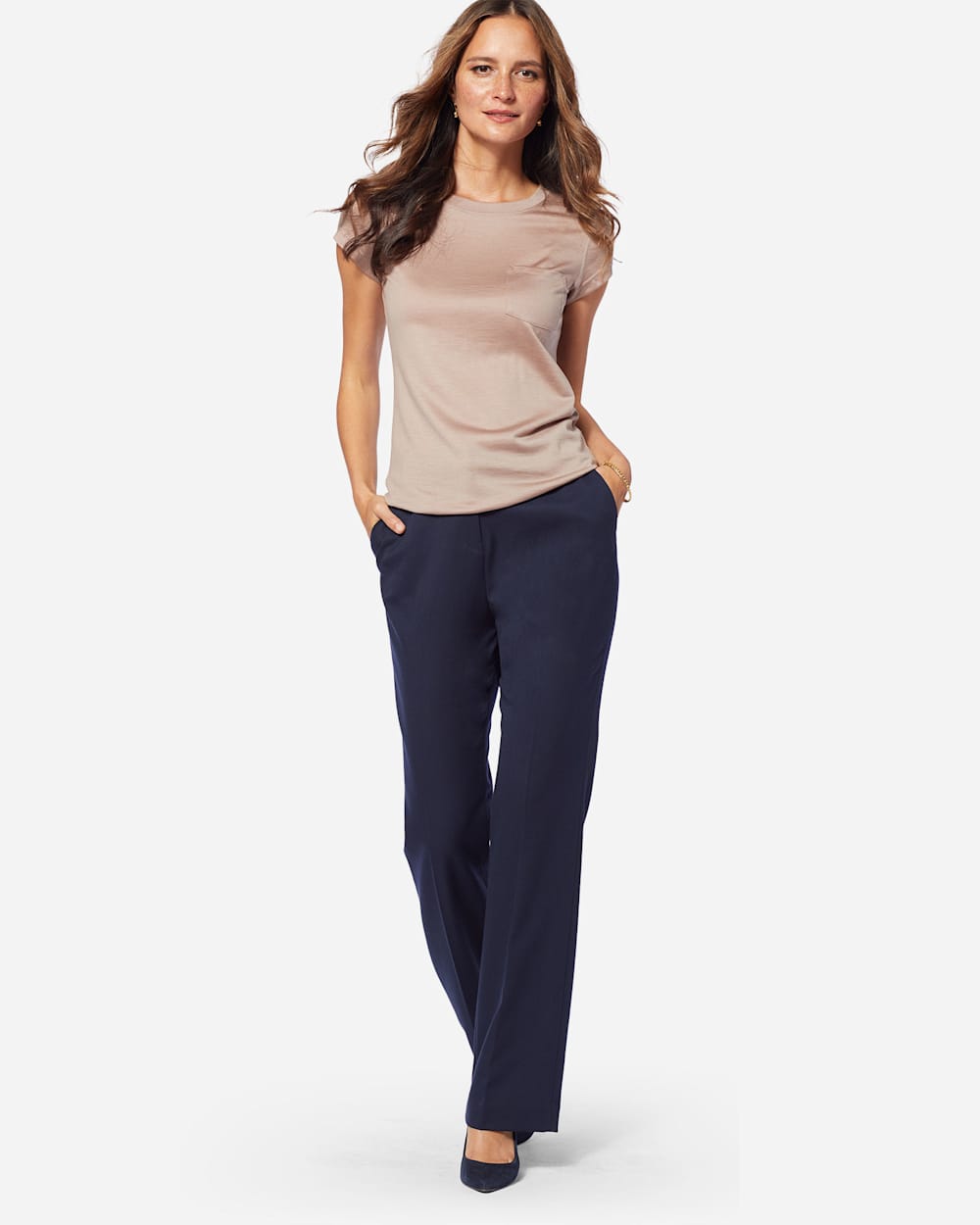 WOMEN'S SEASONLESS WOOL LINED STRAIGHT LEG PANTS IN MIDNIGHT NAVY image number 1