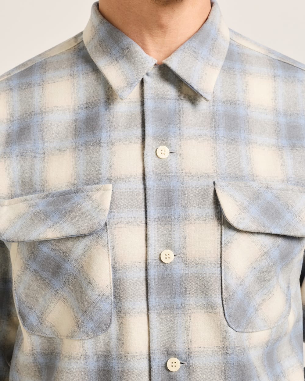 ALTERNATE VIEW OF MEN'S PLAID BOARD SHIRT IN TAN/BLUE/GREY OMBRE image number 4