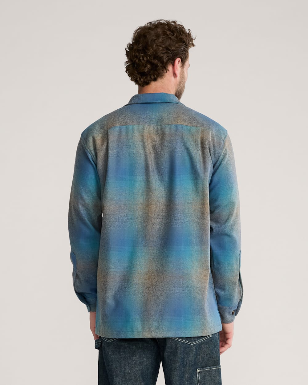 ALTERNATE VIEW OF MEN'S PLAID BOARD SHIRT IN BLUE MULTI/TAUPE MIX OMBRE image number 2