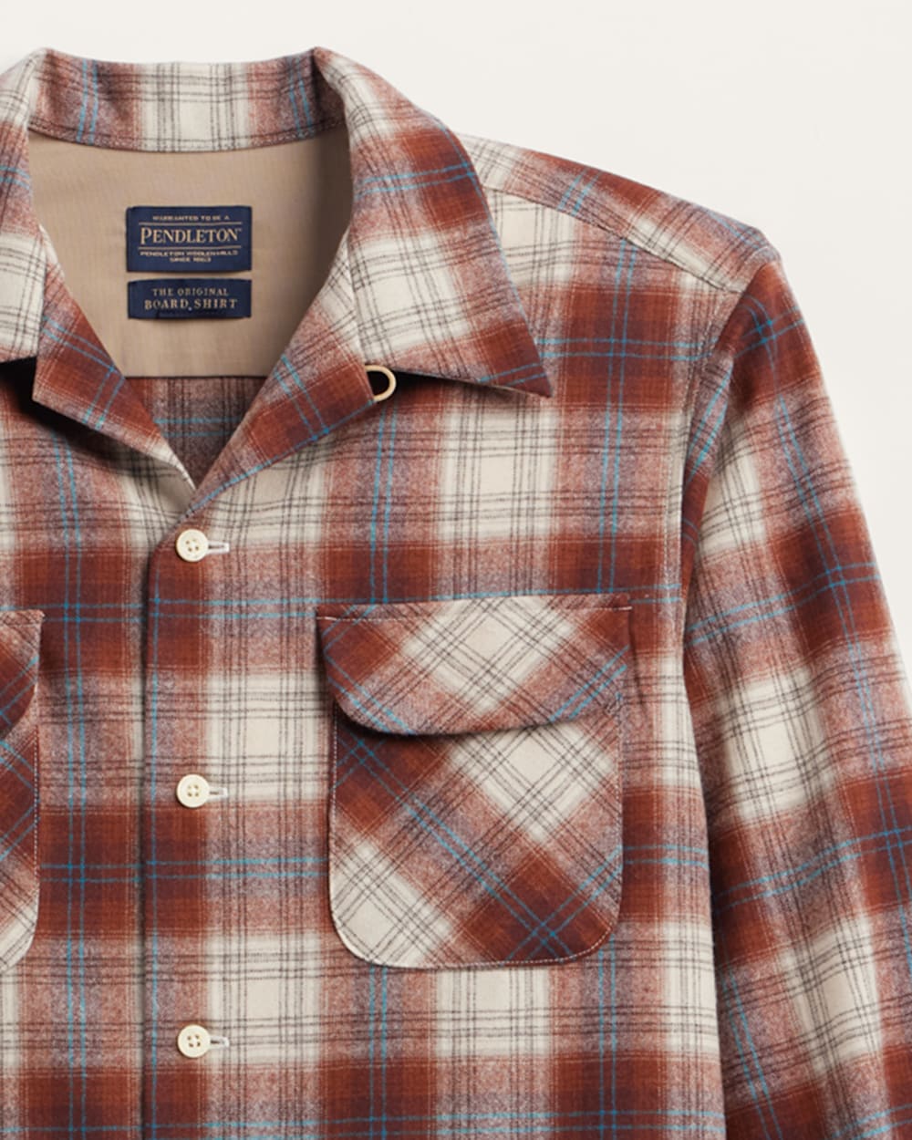 ALTERNATE VIEW OF MEN'S PLAID BOARD SHIRT IN RUST/WHITE OMBRE image number 2