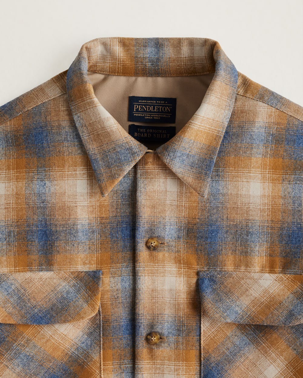 ALTERNATE VIEW OF MEN'S BOARD SHIRT IN TAN/COPPER/BLUE PLAID image number 2