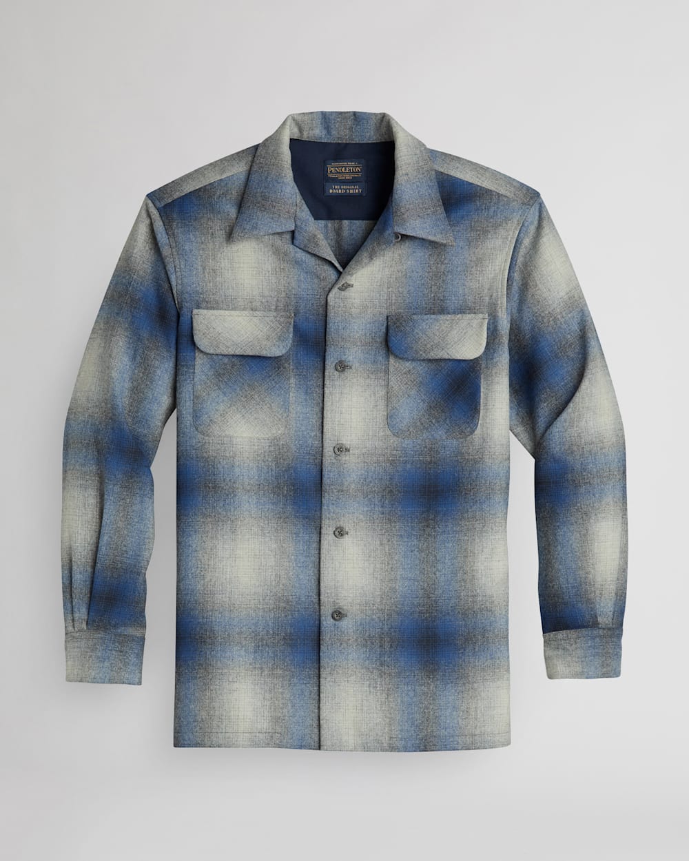 MEN'S PLAID BOARD SHIRT IN BLUE/GREY MIX OMBRE image number 1