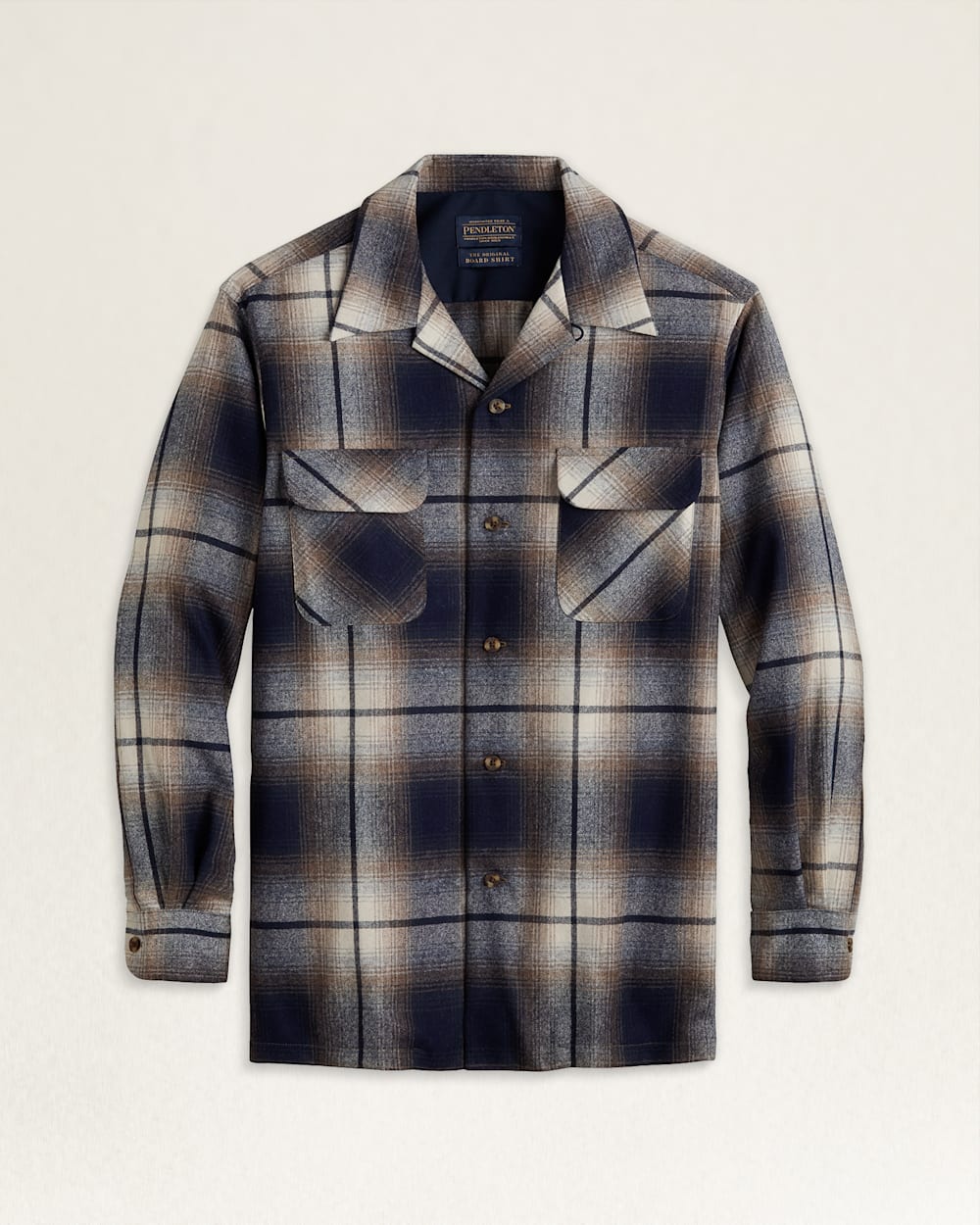 MEN'S PLAID BOARD SHIRT IN GREY/BROWN MIX OMBRE image number 1
