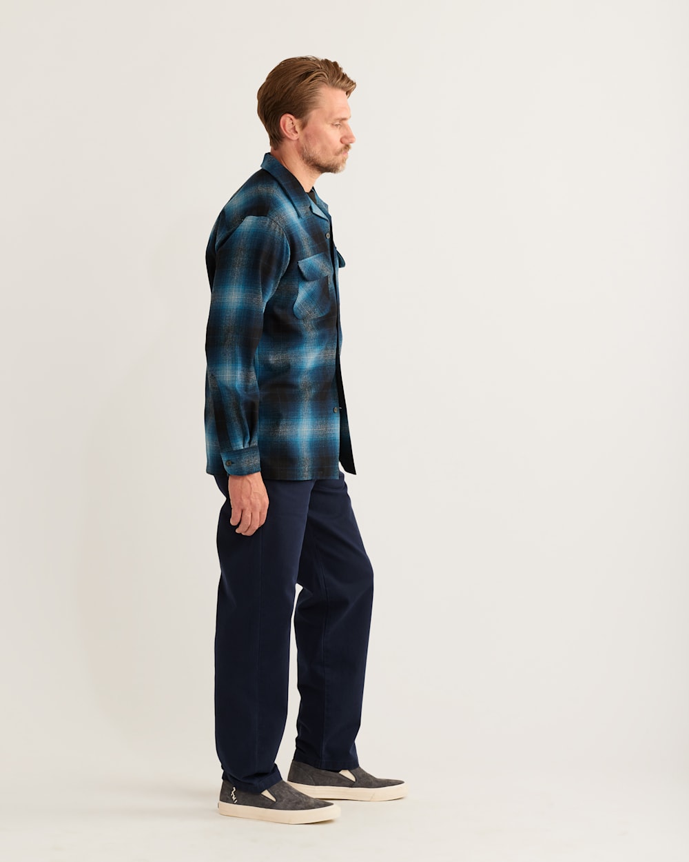 ALTERNATE VIEW OF MEN'S PLAID BOARD SHIRT IN TURQUOISE OMBRE image number 2