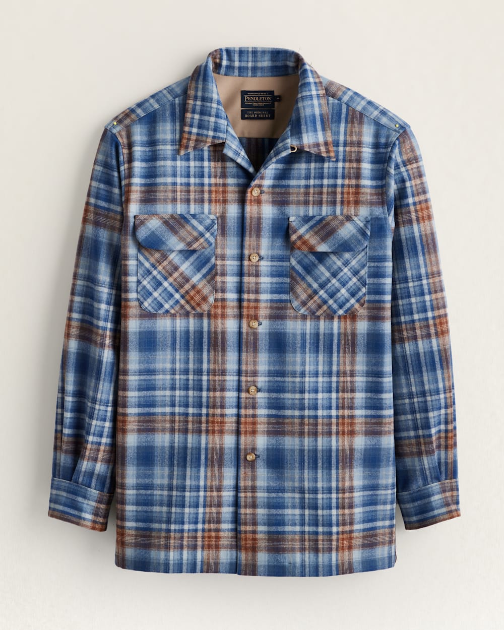 MEN'S PLAID BOARD SHIRT IN BLUE/TAN OMBRE image number 1