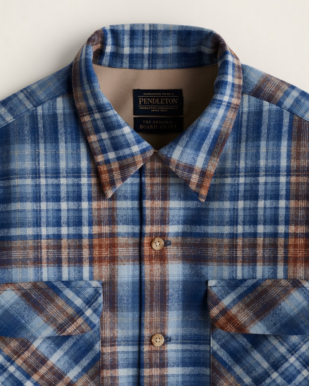 ALTERNATE VIEW OF MEN'S PLAID BOARD SHIRT IN BLUE/TAN OMBRE image number 2