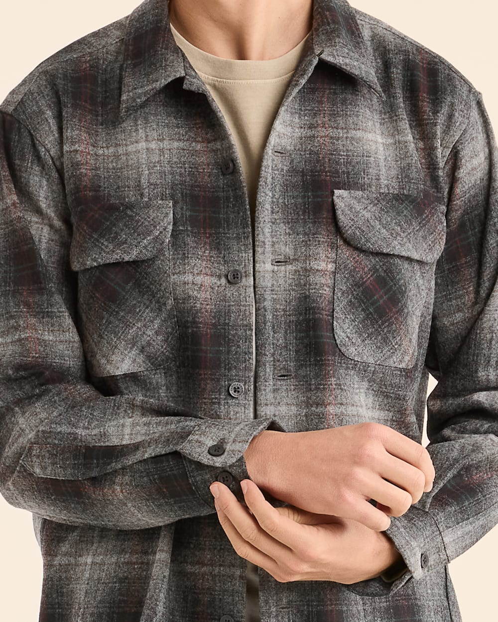 ALTERNATE VIEW OF MEN'S PLAID BOARD SHIRT IN GREY MIX MULTI PLAID image number 2