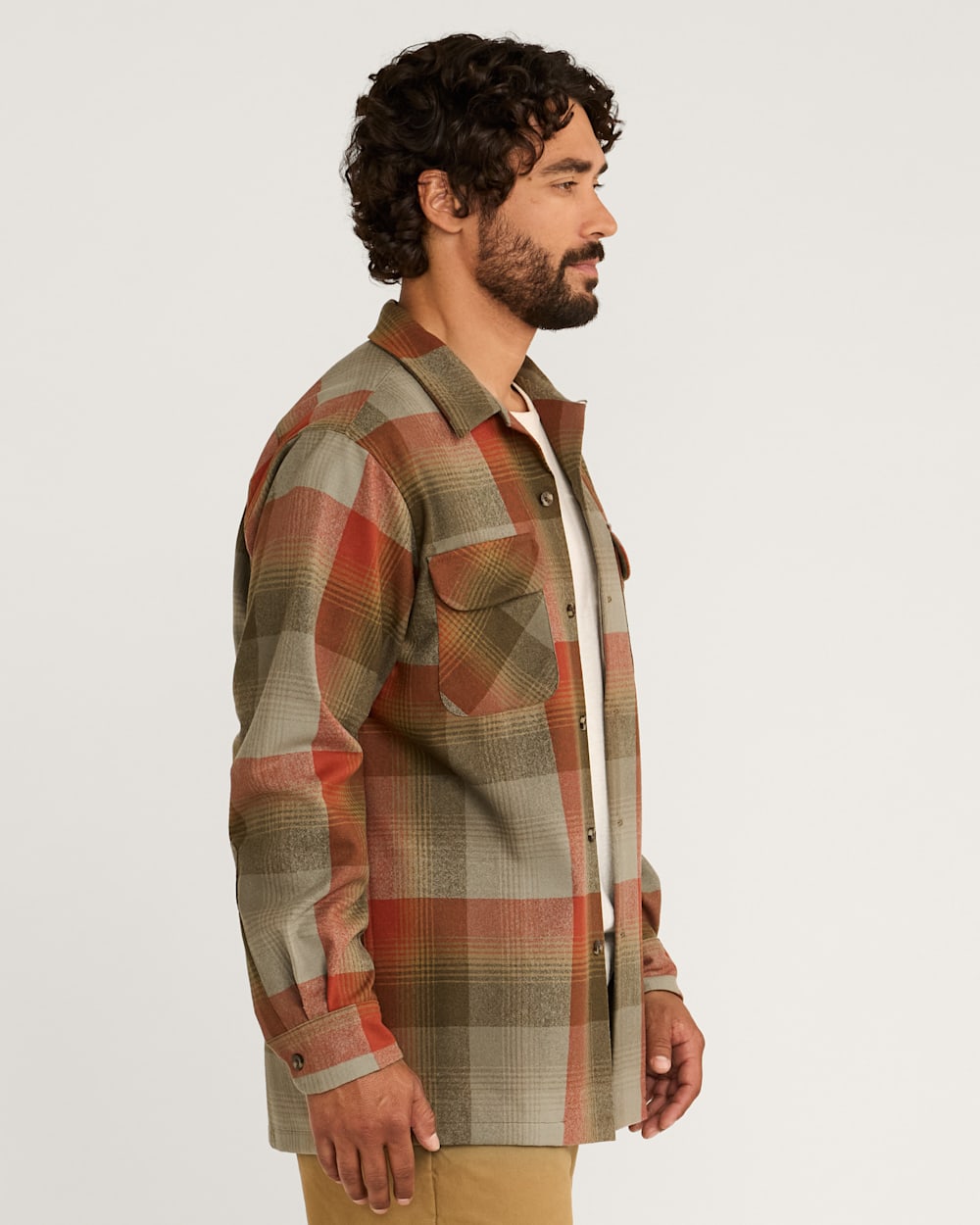 ALTERNATE VIEW OF MEN'S PLAID BOARD SHIRT IN TAN/RED PLAID image number 2