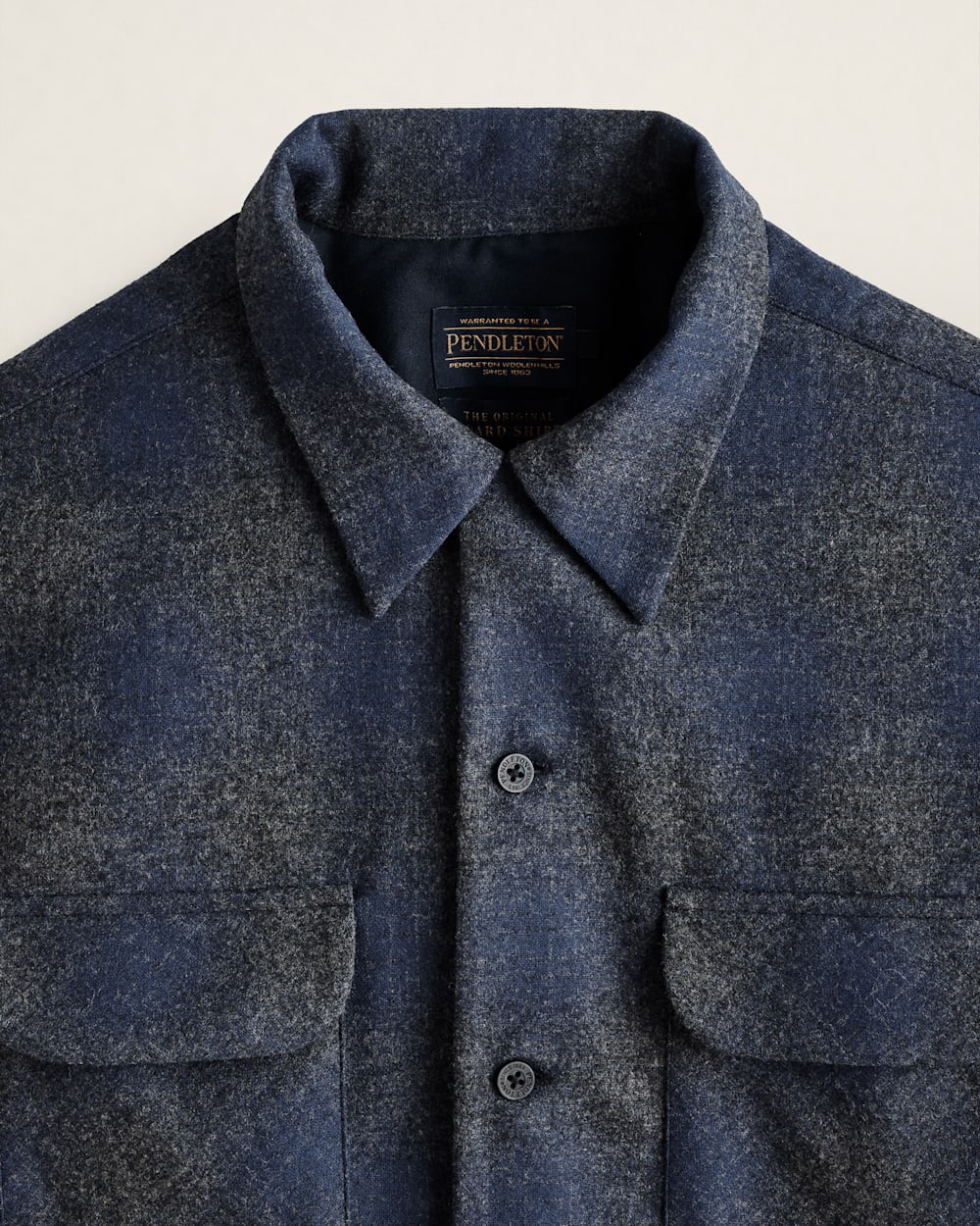 ALTERNATE VIEW OF MEN'S PLAID BOARD SHIRT IN NAVY/OXFORD MIX OMBRE image number 2