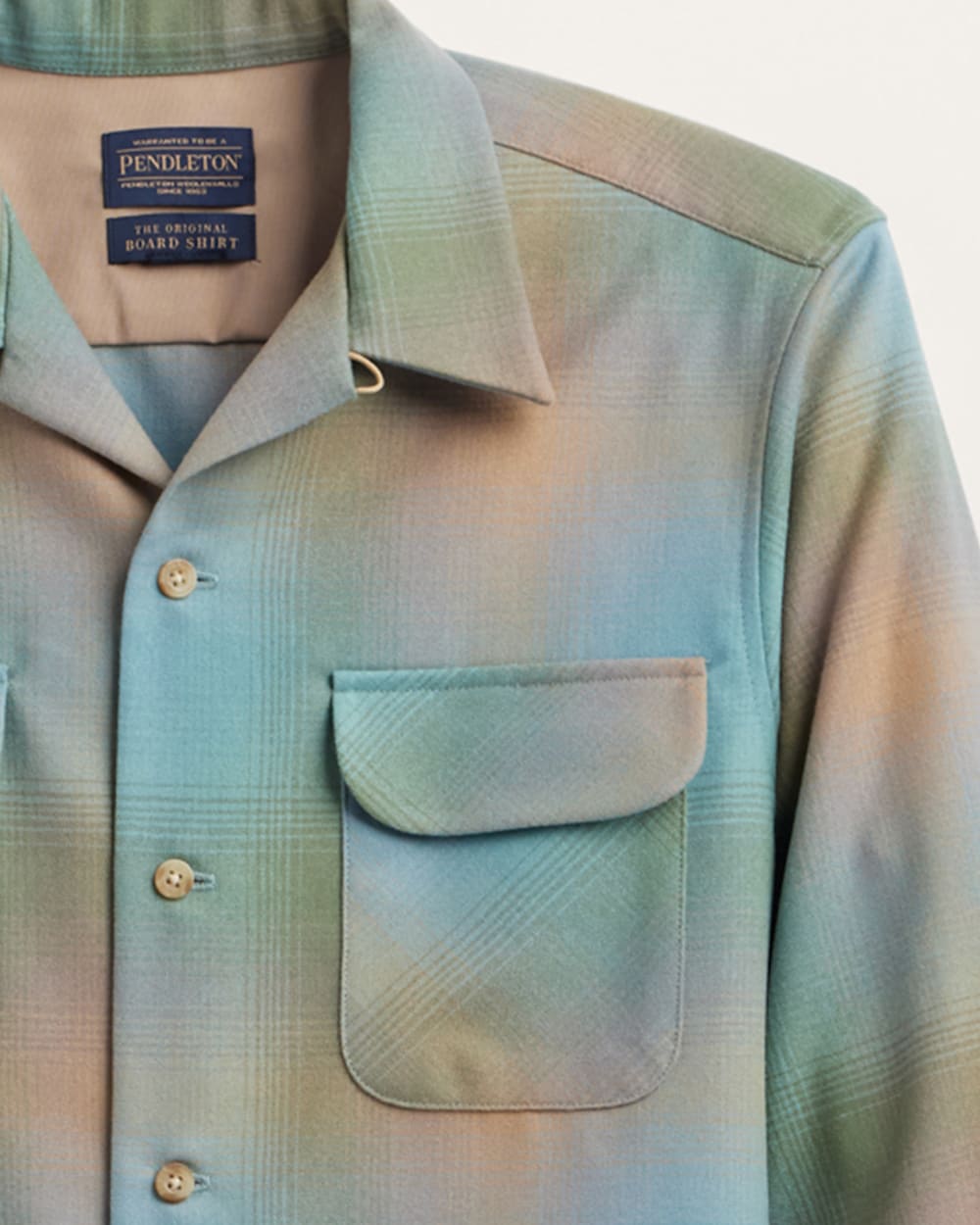 ALTERNATE VIEW OF MEN'S PLAID BOARD SHIRT IN GREEN/TAN OMBRE image number 2