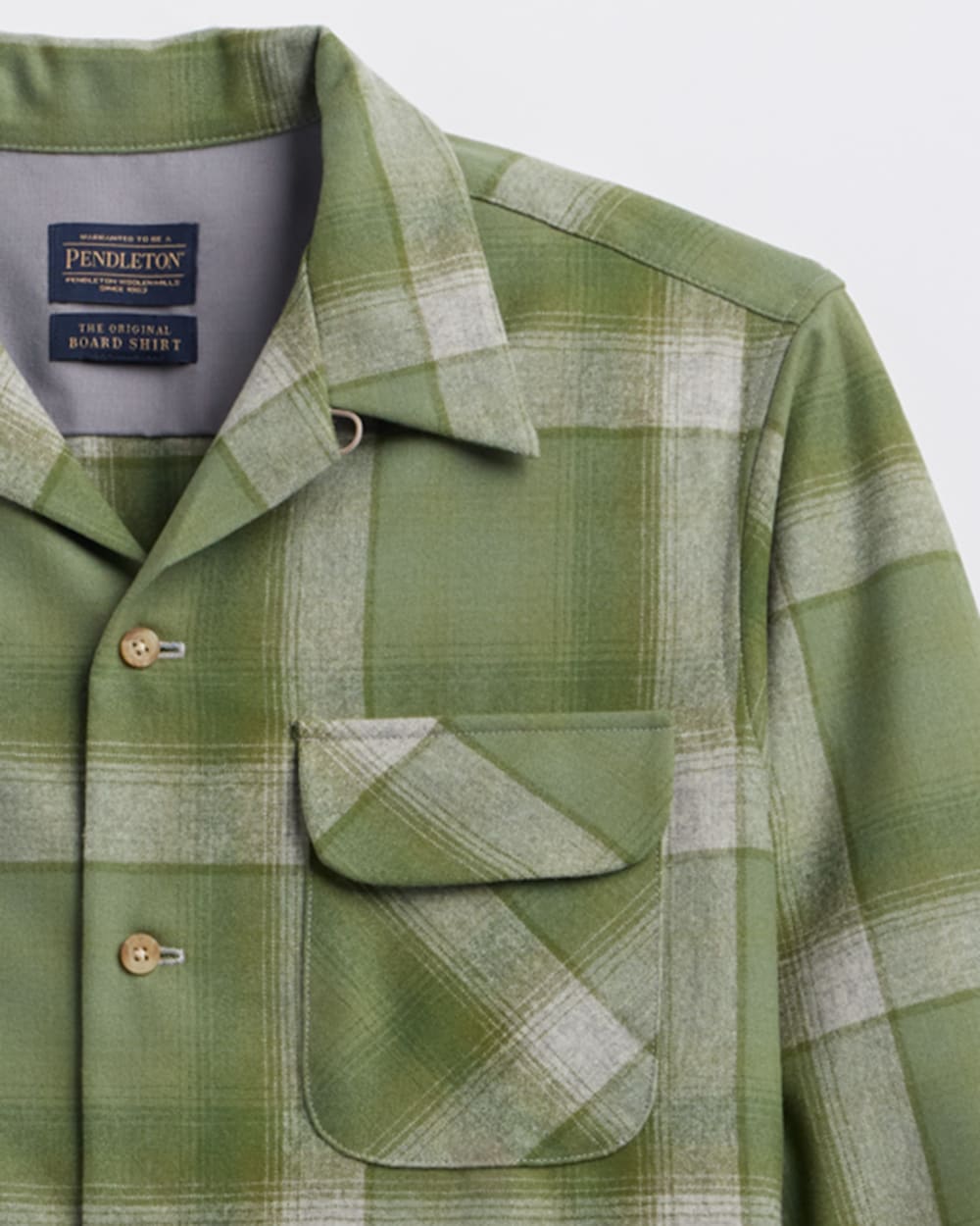ALTERNATE VIEW OF MEN'S PLAID BOARD SHIRT IN OLIVE/GREY MIX OMBRE image number 2