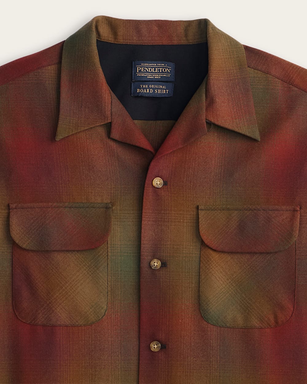 ALTERNATE VIEW OF MEN'S PLAID BOARD SHIRT IN RUST/OLIVE OMBRE image number 2