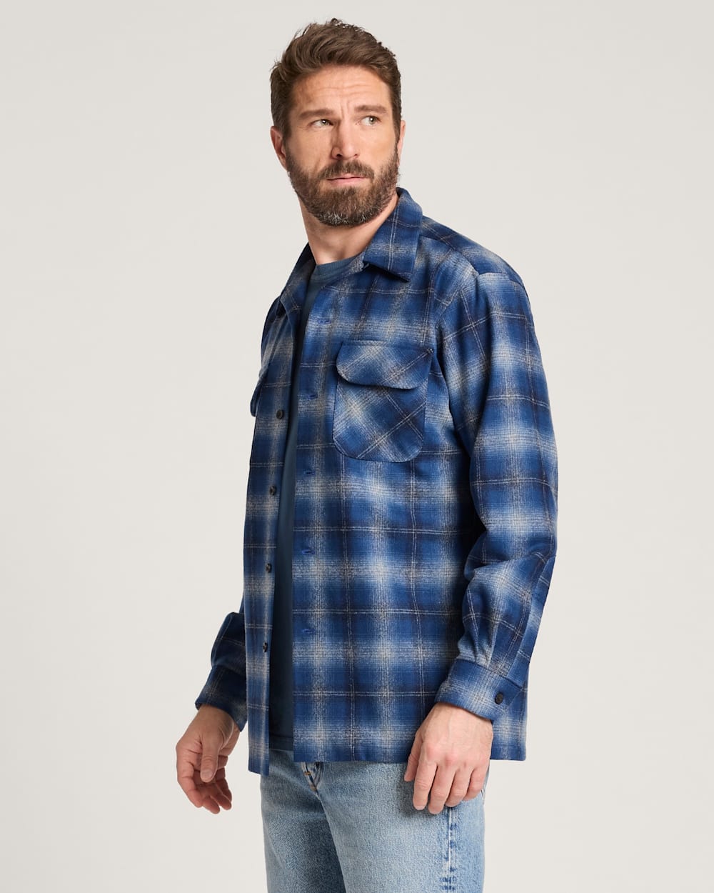 ALTERNATE VIEW OF PLAID BOARD SHIRT IN NAVY OMBRE image number 3