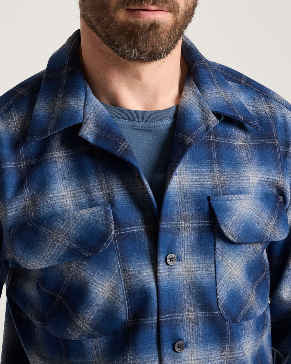 ALTERNATE VIEW OF PLAID BOARD SHIRT IN NAVY OMBRE image number 4