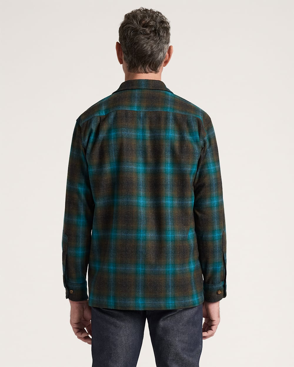 ALTERNATE VIEW OF PLAID BOARD SHIRT IN TEAL/CHARCOAL OMBRE image number 2