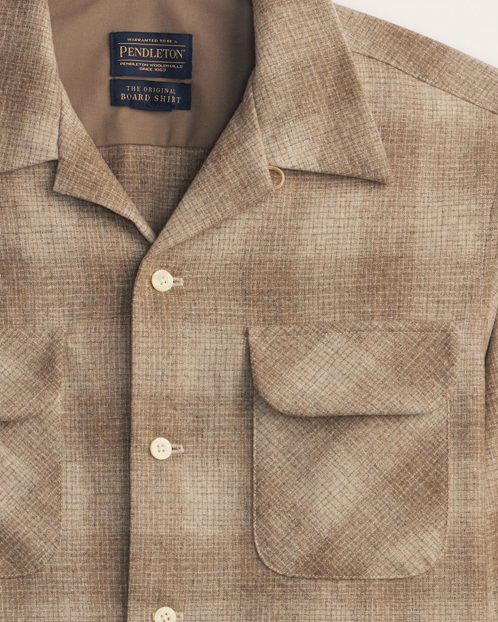 ALTERNATE VIEW OF MEN'S PLAID BOARD SHIRT IN TAN MIX SHADOW PLAID image number 2