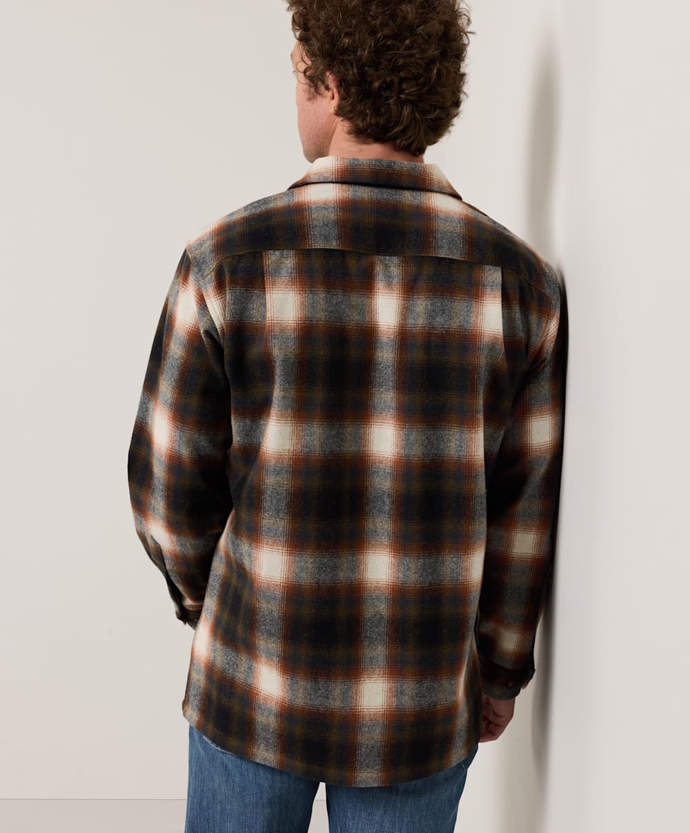 ALTERNATE VIEW OF MEN'S PLAID BOARD SHIRT IN BROWN/SLATE OMBRE image number 2