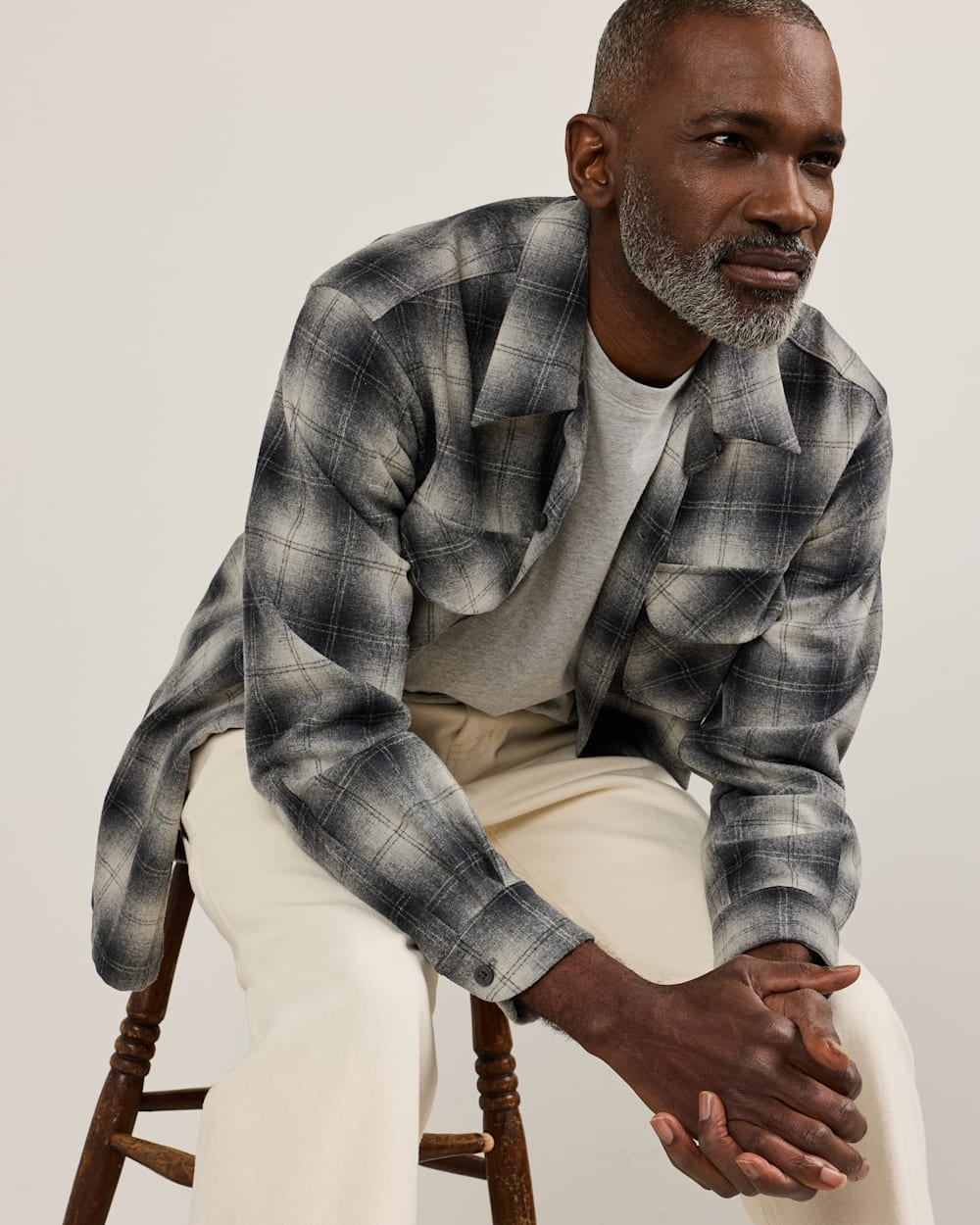 MEN'S PLAID BOARD SHIRT IN CHARCOAL OMBRE image number 1