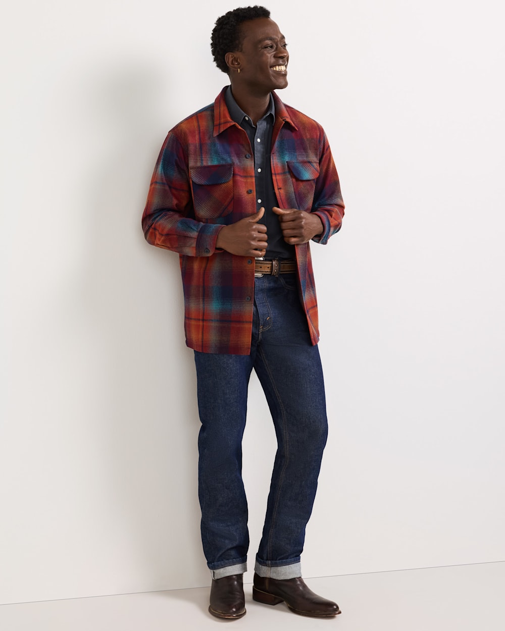 MEN'S PLAID BOARD SHIRT IN MAROON/TEAL image number 1