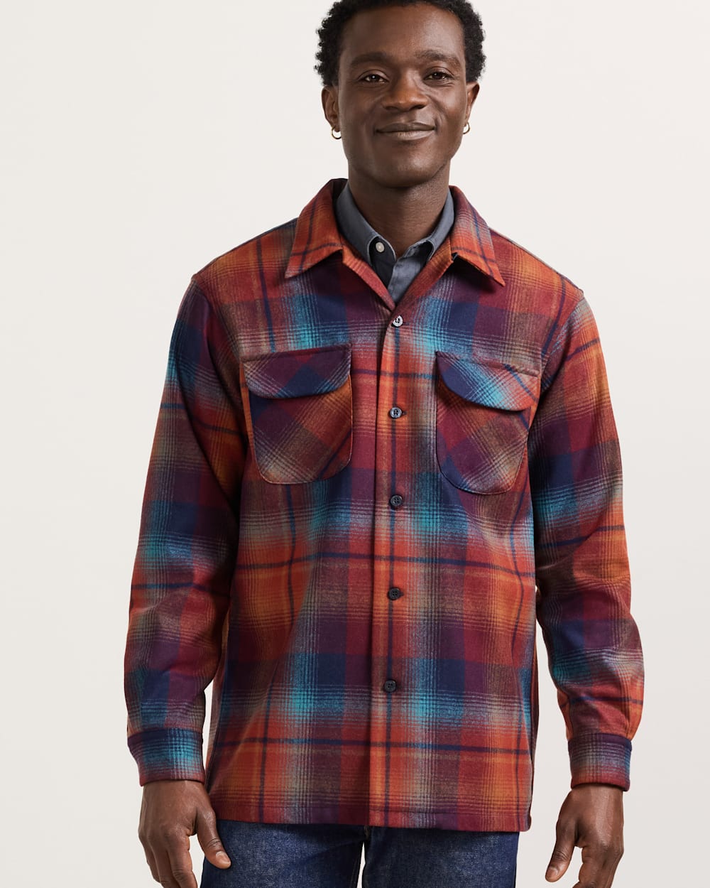ALTERNATE VIEW OF MEN'S PLAID BOARD SHIRT IN MAROON/TEAL image number 5