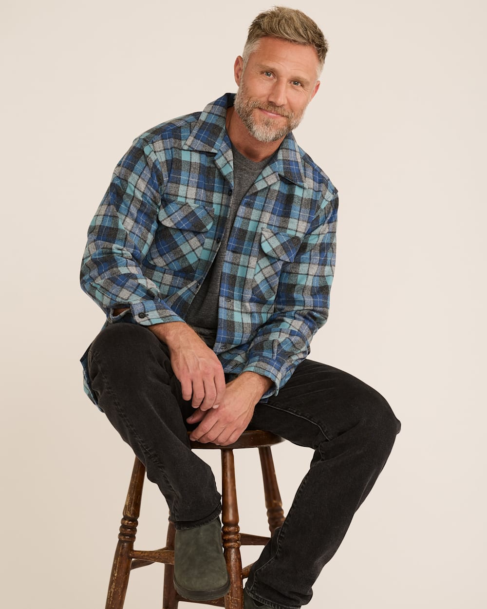 ALTERNATE VIEW OF MEN'S BOARD SHIRT IN BLUE ORIGINAL SURF PLAID image number 5