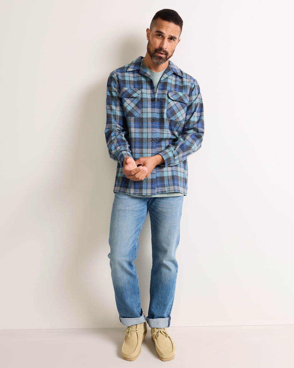 ALTERNATE VIEW OF MEN'S BOARD SHIRT IN BLUE ORIGINAL SURF PLAI image number 6