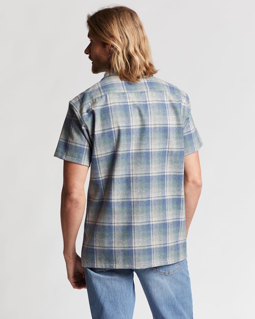 ALTERNATE VIEW OF MEN'S PLAID SHORT-SLEEVE BOARD SHIRT IN BLUE MIX PLAID image number 3