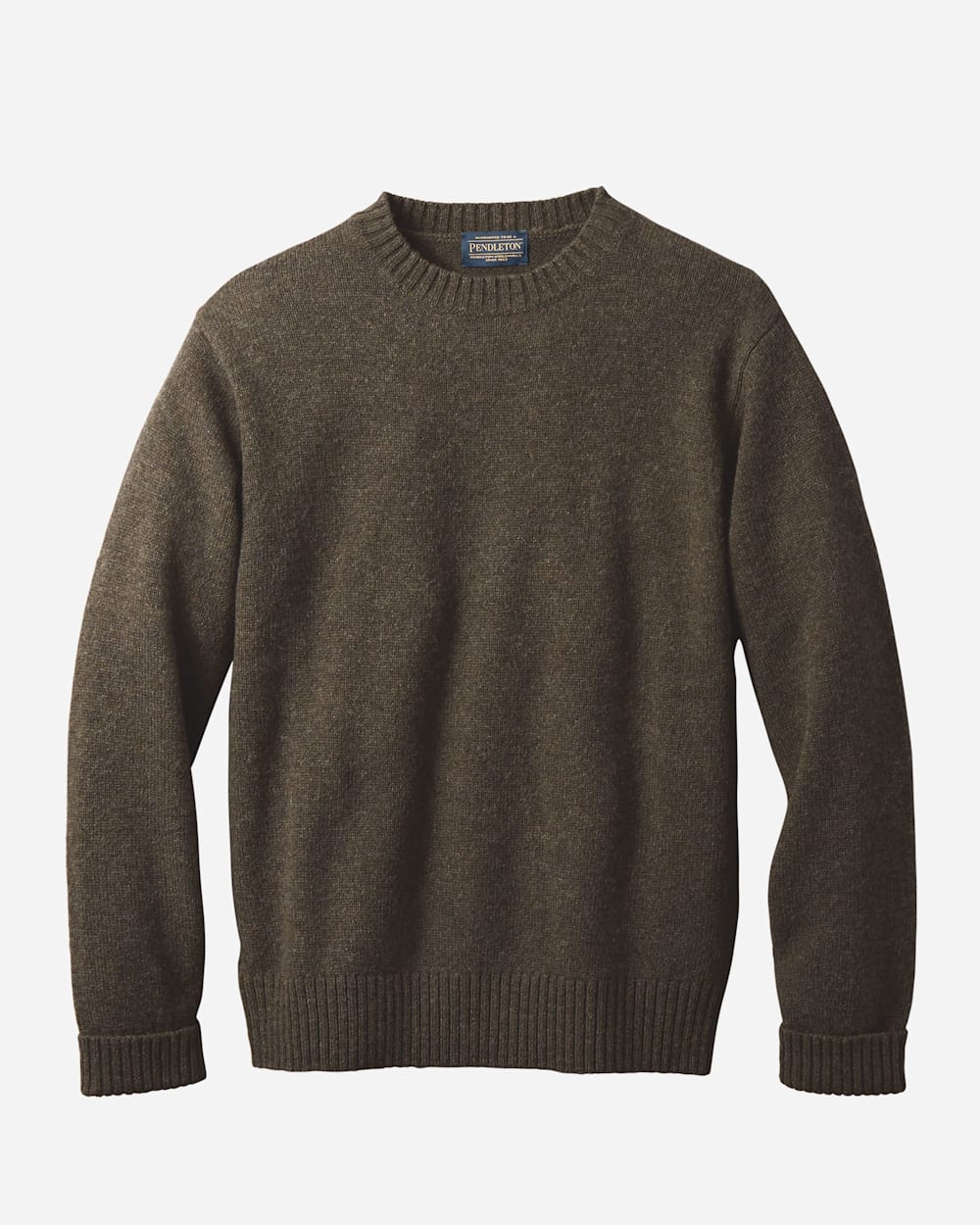 MEN'S SHETLAND WASHABLE WOOL CREWNECK IN DARK ARMY GREEN image number 1