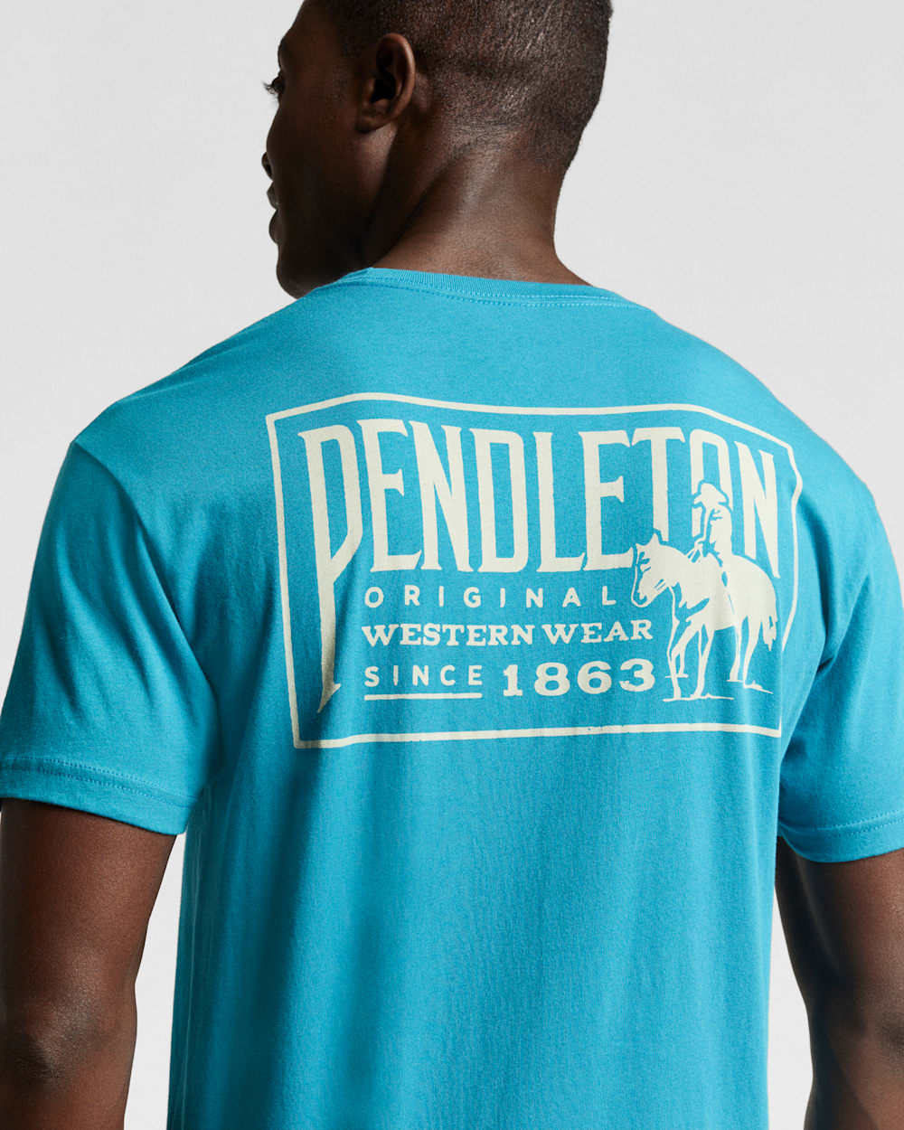 ALTERNATE VIEW OF MEN'S ORIGINAL WESTERN GRAPHIC TEE IN TEAL/WHITE image number 4