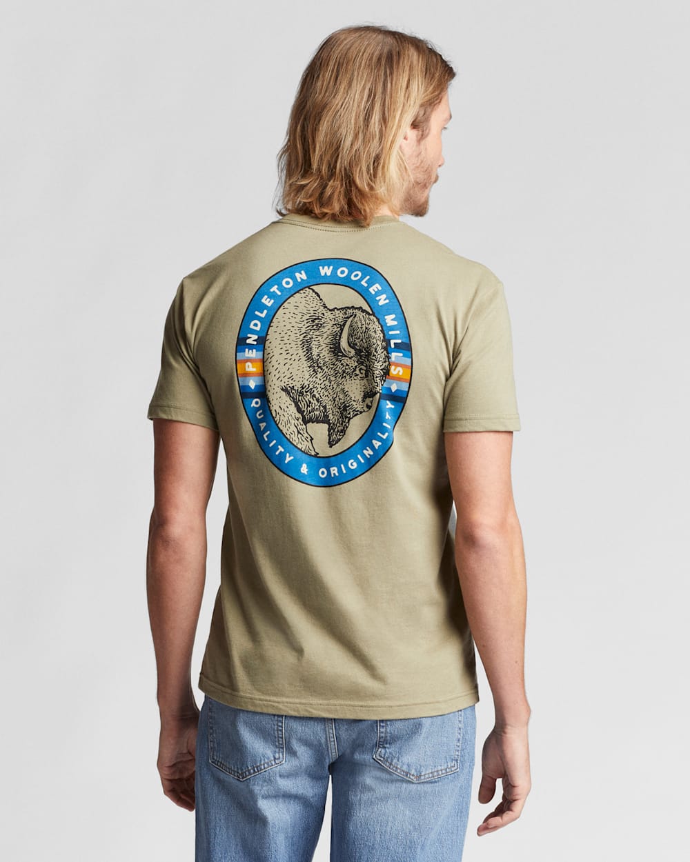 ALTERNATE VIEW OF MEN'S BISON HEAD GRAPHIC TEE IN LIGHT OLIVE/MULTI image number 2