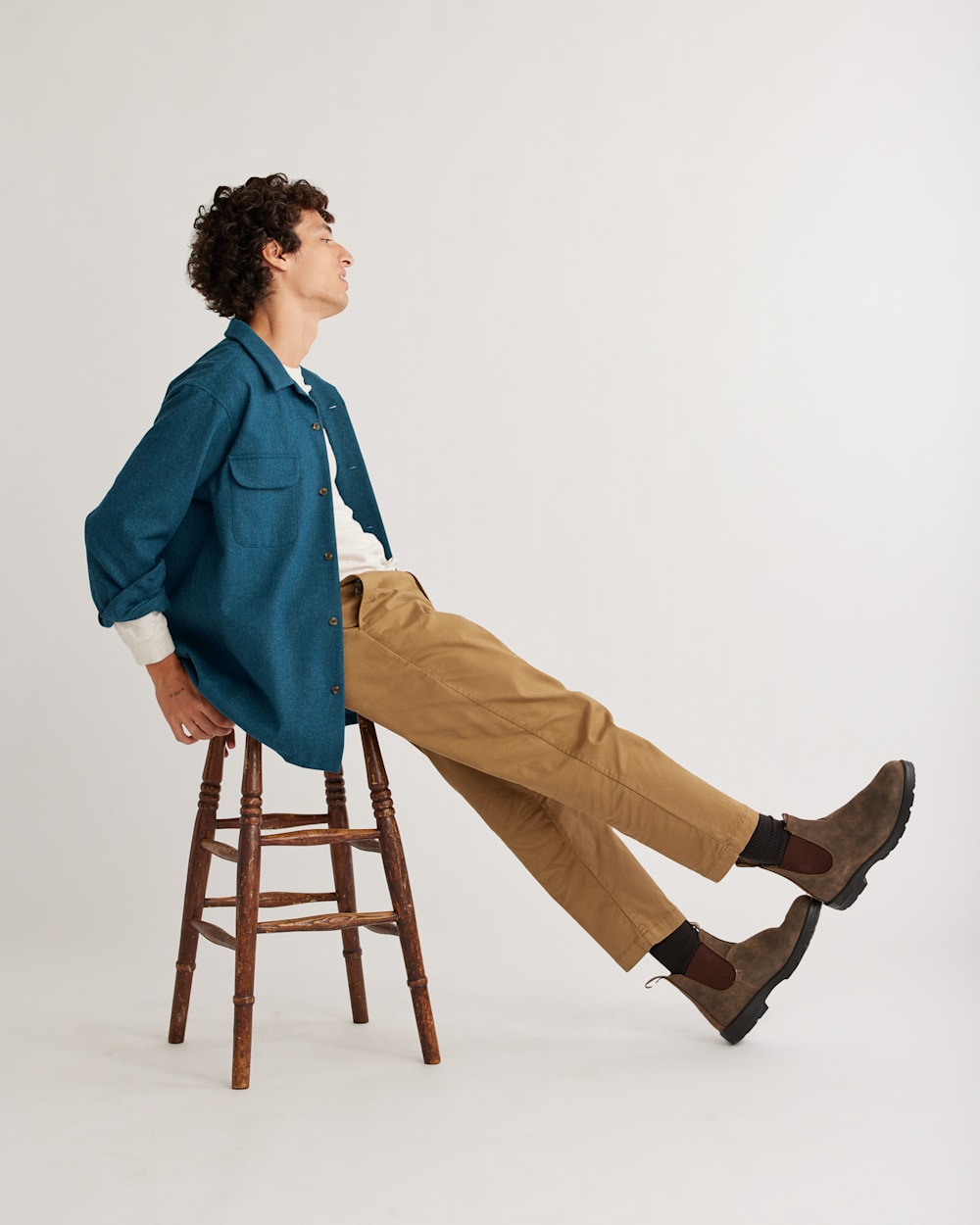 ALTERNATE VIEW OF MEN'S BOARD SHIRT IN BLUE MIX SOLID image number 5