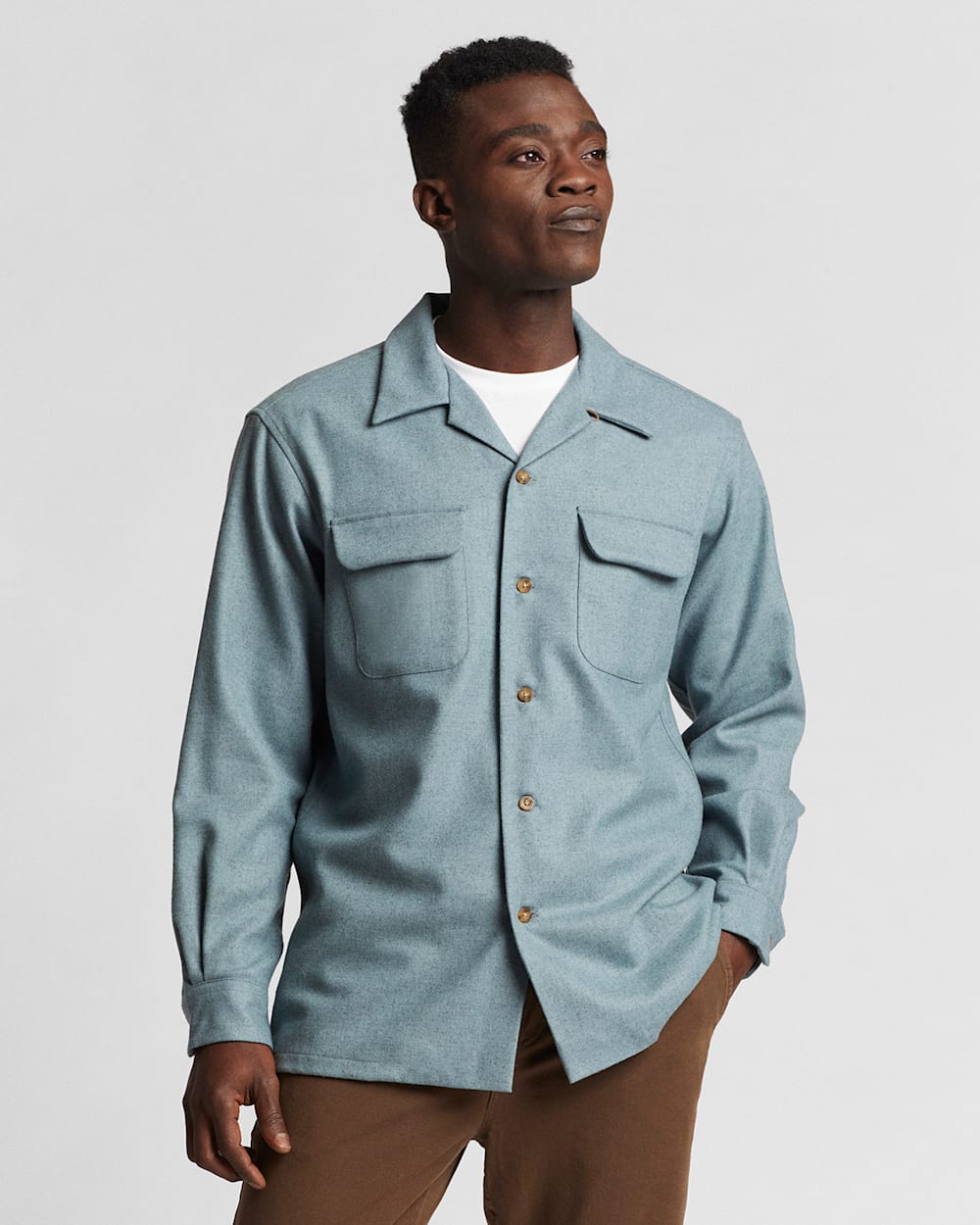 ALTERNATE VIEW OF MEN'S SOLID BOARD SHIRT IN BLUE image number 5