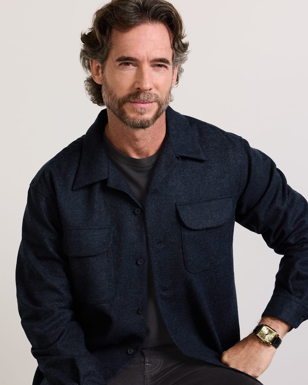 MEN'S BOARD SHIRT IN NAVY/BLACK MIX image number 1