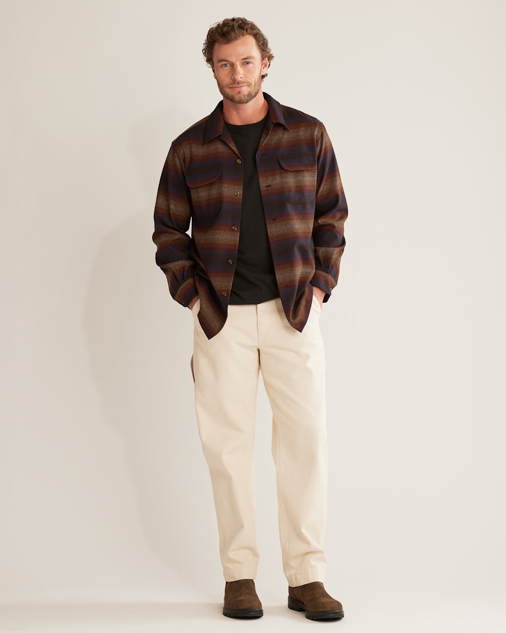 MEN'S STRIPE BOARD SHIRT IN BROWN OMBRE MULTI image number 1
