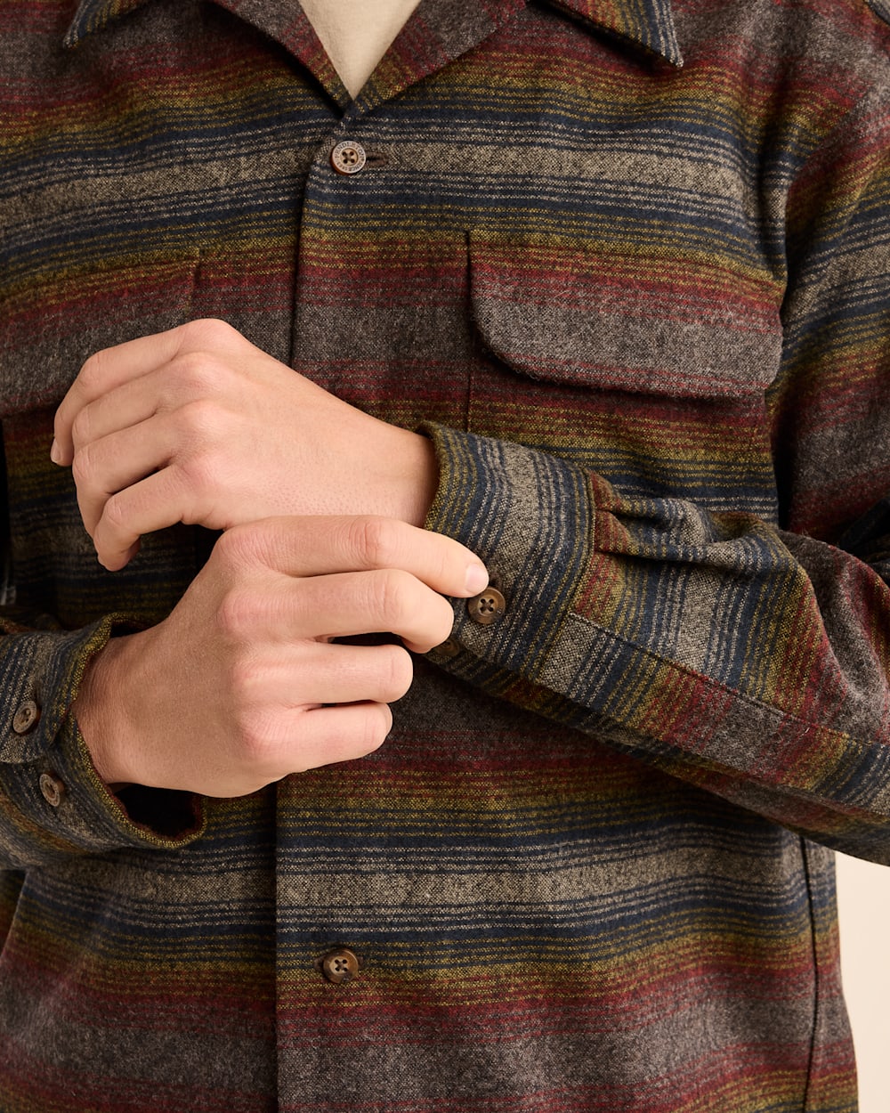 ALTERNATE VIEW OF MEN'S STRIPE BOARD SHIRT IN BROWN MULTI OMBRE image number 2