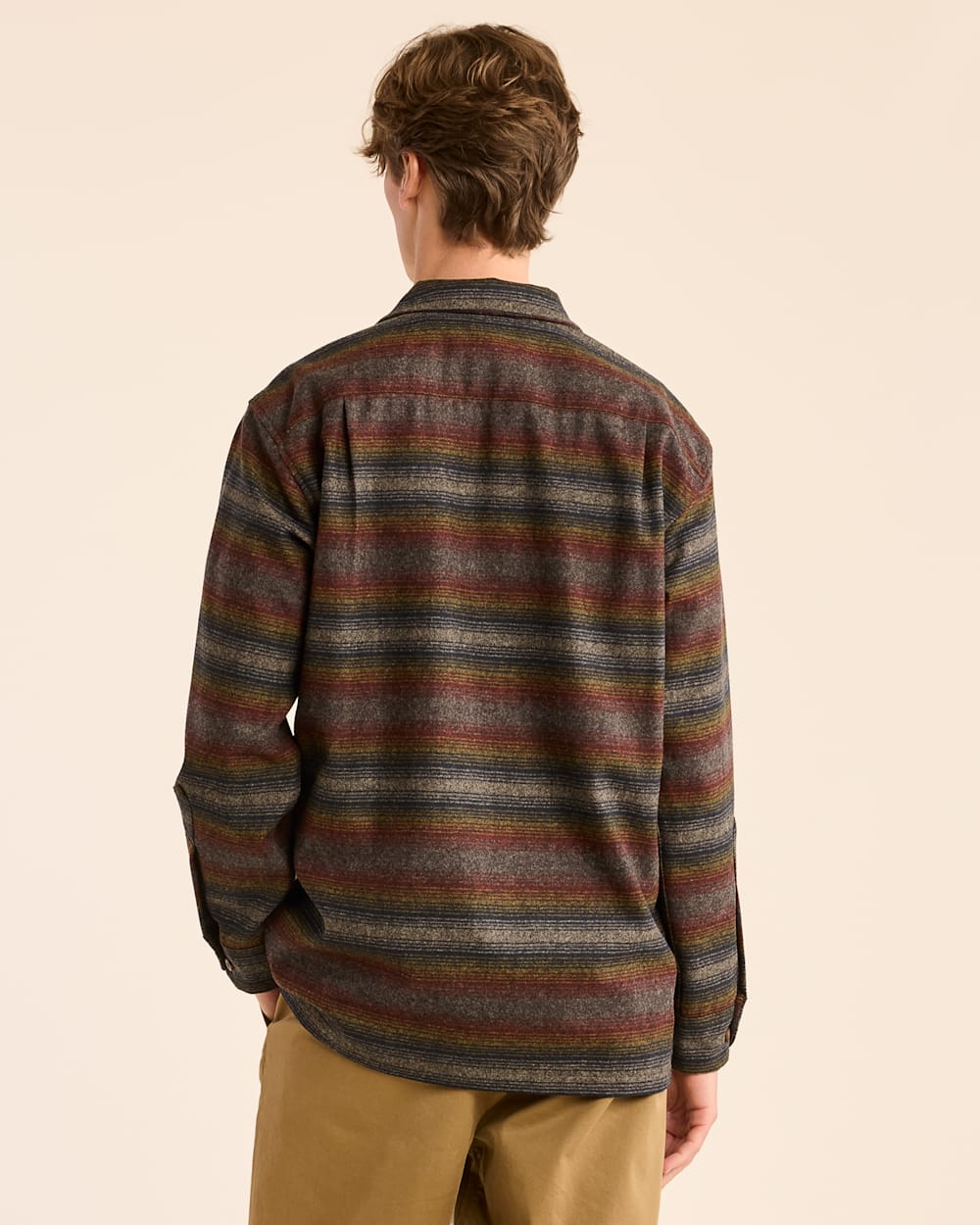 ALTERNATE VIEW OF MEN'S STRIPE BOARD SHIRT IN BROWN MULTI OMBRE image number 3