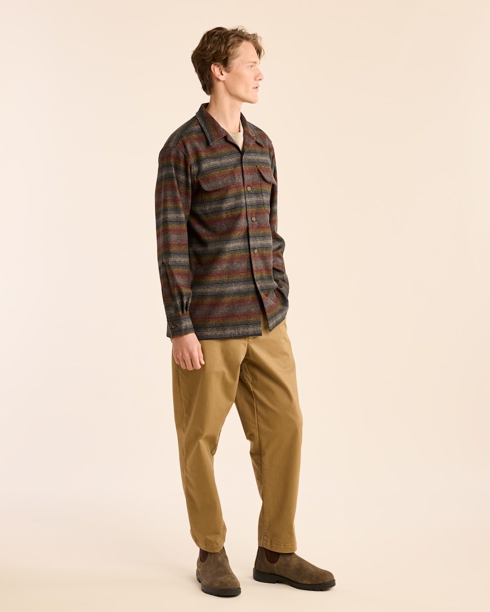 ALTERNATE VIEW OF MEN'S STRIPE BOARD SHIRT IN BROWN MULTI OMBRE image number 4