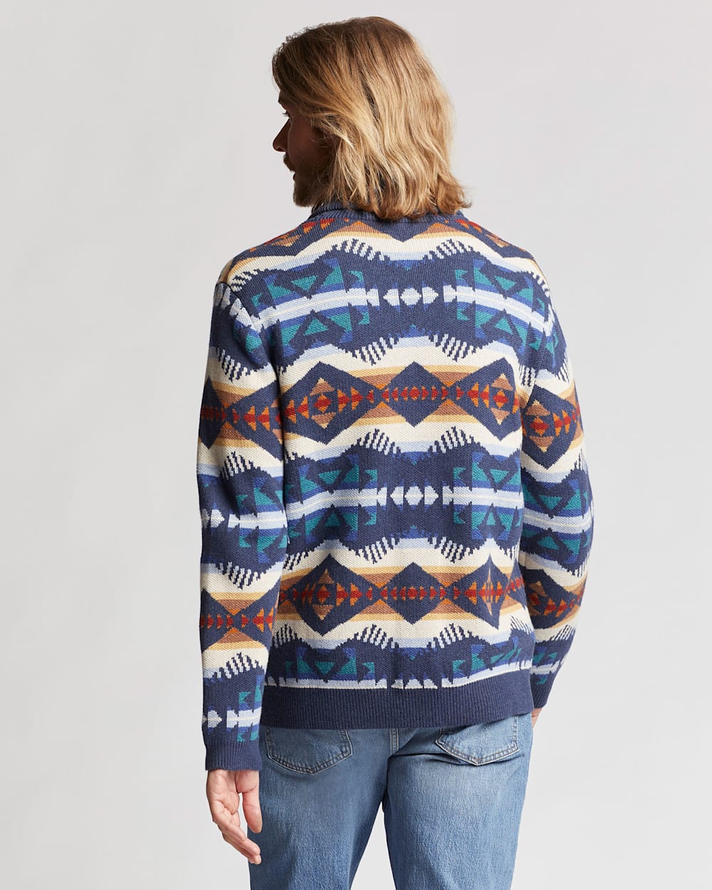 ALTERNATE VIEW OF MEN'S LOS LUNAS COTTON CARDIGAN IN NAVY HEATHER MULTI image number 2