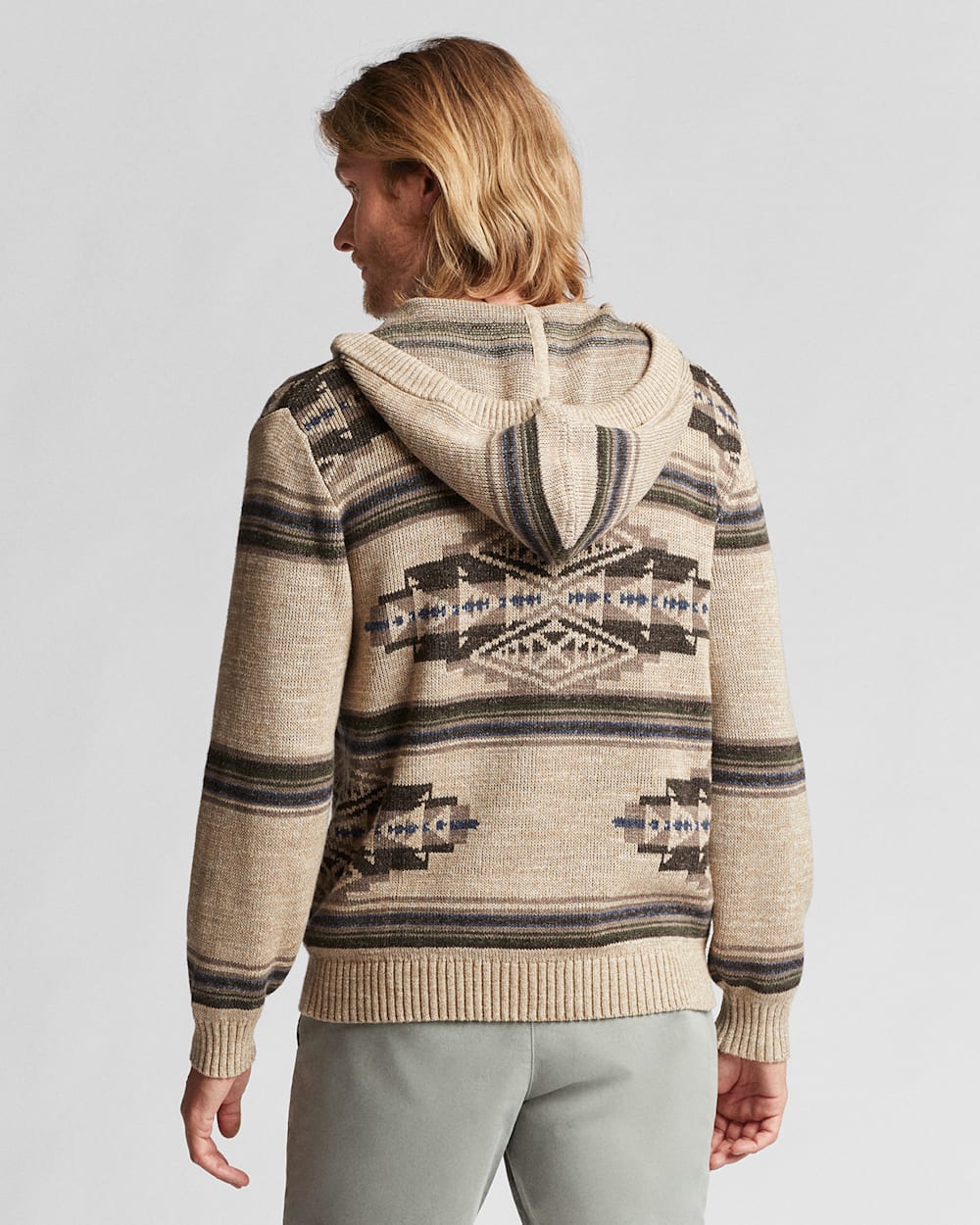ALTERNATE VIEW OF MEN'S COTTON SWEATER HOODIE IN OATMEAL MIX image number 2